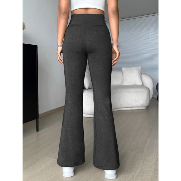y2k trendy Overlap Waist v Flare Leg Pants - Picture 11 of 11